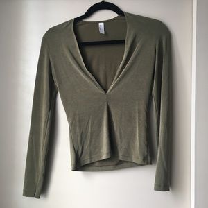 American Apparel Tight Deep V Neck Long sleeve
